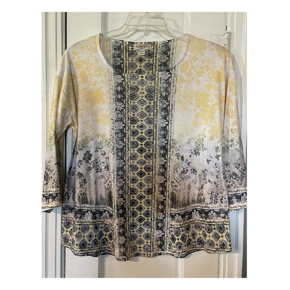 One World Elegant Yellow and Black Women's Top - Picture 1 of 4